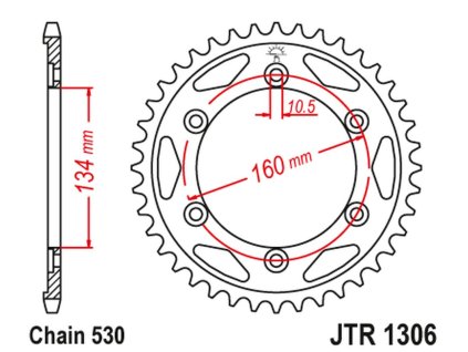 JT SPROCKETS Zadná rozeta JTR1306 čierna Honda CBR 1000 RR (04–05), VTR 1000 SP1/SP2 (00–06) (reťaz 530), Honda CBR 1000RR '06-'16, CBR 900RR '00-'03, Honda CBR 900RR (00–03) (reťaz 530)