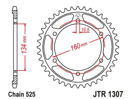 JT SPROCKETS Zadná rozeta JTR1307 čierna Honda CBR 600RR '07-'16, Honda CBR 600RR '03-'06, Honda CBR 600F (01–07) (reťaz 525)