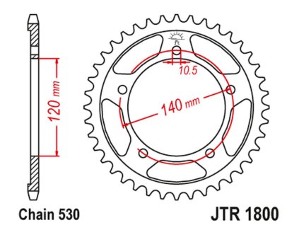 JT SPROCKETS Zadná rozeta JTR1800 čierna Suzuki GSF 1250 '06-'16, GSXR 1000/1300, Triumph Tiger 1050 '07-'13, Triumph Tiger 1050 '07-'14