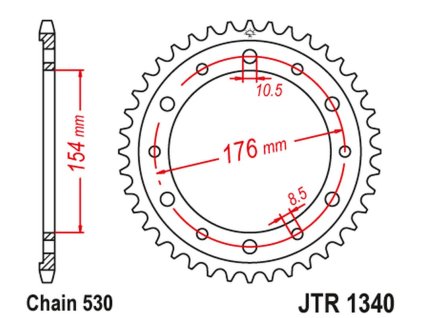 JT SPROCKETS Zadná rozeta JTR1340 čierna Honda VFR750, VFR800 V-Tec '02-'14, VFR800X Crossrunner '11-'15, Honda CB 1000R (08–16) (reťaz 530)