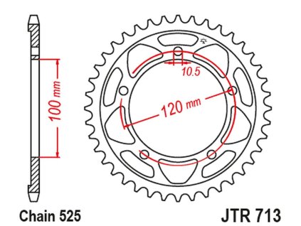 JT SPROCKETS Zadná rozeta JTR713 Aprilia Rsv 1000 11-15, Aprilia Rsv 4RF 15-17, RSV4 RR 16-17, Tuono 1000/1100, Aprilia Tuono 1000/1100 12-17