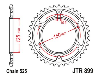 JT SPROCKETS Zadná rozeta JTR899 čierna 42 zubov KTM 950/990/1190 Adventure / R LC8 '03-'18