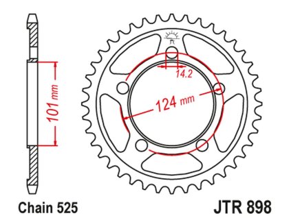 JT SPROCKETS Zadná rozeta JTR898 čierna KTM 990 Superduke/R '05-12 1190 RC8/R '10-15, KTM 950/990/1190 RC8 /DUKE/ Supermoto