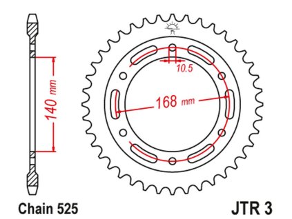 JT SPROCKETS Zadná rozeta JTR3 čierna BMW F 650 GS '09-'12, F800GS 08-18, BMW F 800 GS '06-'13 na skrutku 10, 5 mm, BMW F 800 R '09-'20