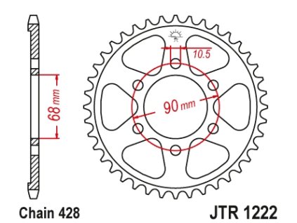 JT SPROCKETS Zadná rozeta JTR1222 Honda CB 125R '18-'20, Honda CB 125R '18-'21