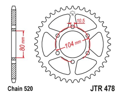 JT SPROCKETS Zadná rozeta JTR478 čierna Kawasaki ZX6R, Z750