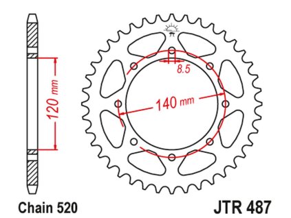 JT SPROCKETS Zadná rozeta JTR487 čierna 43 zubov Kawasaki KLR 650C '95-'03