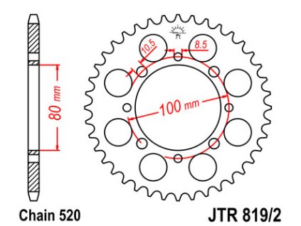 JT SPROCKETS Zadná rozeta JTR819/2 41 zubov Suzuki GZ 250 Marauder, GN 250