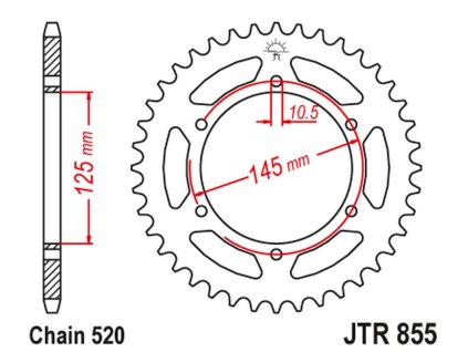 JT SPROCKETS Zadná rozeta JTR855 čierna Yamaha XTZ 750 89-98, Yamaha XJ 600 Diversion 95-03