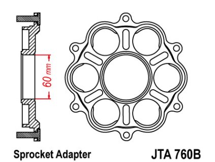 JT SPROCKETS Adaptér zadnej rozety JTA760B Ducati 1098, Streetfighter 1099, 1198, Multistrada 1200, Diavel 1198