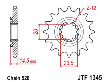 JT SPROCKETS Predná rozeta JTF1345 s tlmiacou gumou 13 zubov