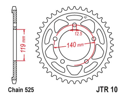 JT SPROCKETS Zadná rozeta JTR10 BMW F 750GS '18-19, F 850GS / Adventure '18-19, BMW s 1000 RR '19, BMW M 1000 RR '21-'26, S 1000 RR '24-'26 (reťaz 525)
