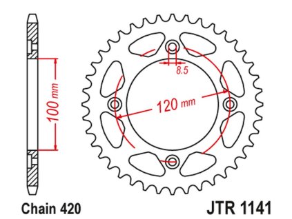 JT SPROCKETS Zadná rozeta JTR1141 Beta 50 RR Enduro / Enduro Racing / Enduro Sport '18-'19