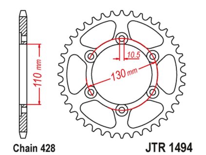 JT SPROCKETS Zadná rozeta JTR1494 56 zubov Kawasaki Ninja 125/Z 125 '19