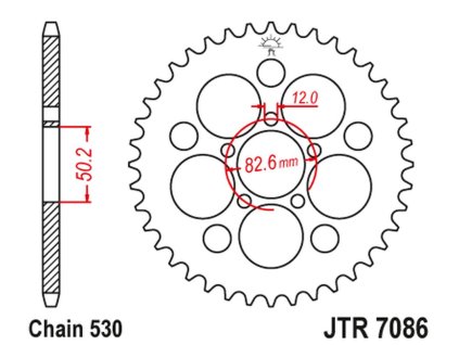 JT Zadná rozeta JTR7086 48 zubov Harley Davidson Xlh 883/1200 Sportster