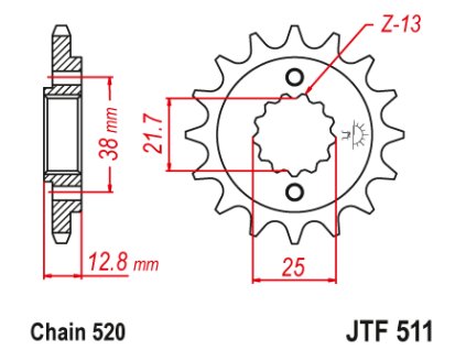 JT SPROCKETS Predná rozeta JTF511 s tlmiacou gumou 15 zubov Kawasaki KLR 650 '90-'14