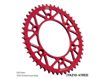 JT Sprockets JTA210.47RED – 47 zubov, RED; celý originál výrobcu s technickou legendou