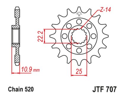 JT SPROCKETS Predná rozeta JTF707 Aprilia 450/550 Rxv-Sxv 06-12 SWM300/500