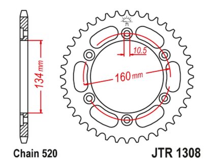 JT SPROCKETS Zadná rozeta JTA1308 hliníková čierna Honda CBR 600/900/929/954/1000