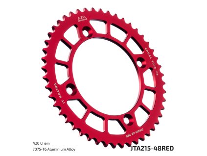 JT Sprockets JTA215.48RED – 48 zubov, RED; celý originál výrobcu s technickou legendou