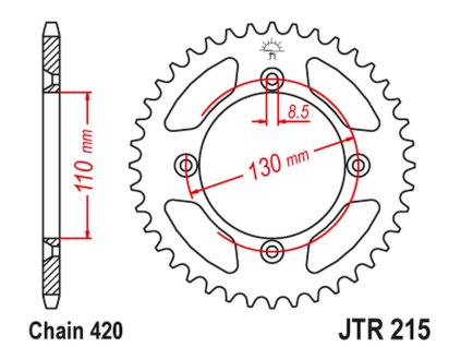 JT SPROCKETS Zadná rozeta JTA215 hliníková čierna 50 zubov Racelite Honda CR 80/85