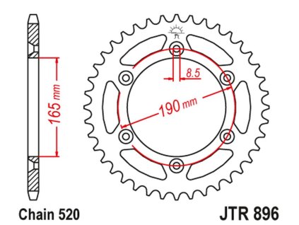JT SPROCKETS Zadná rozeta JTA896 hliníková čierna 50 zubov Racelite KTM 125MX, MX 350 Enduro