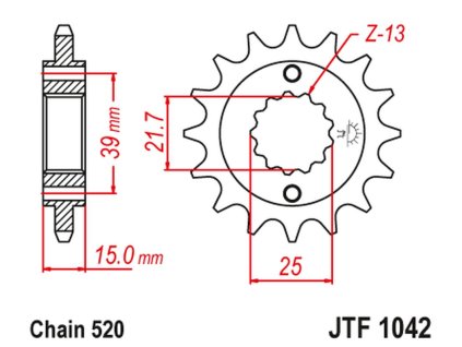 JT SPROCKETS Predná rozeta JTF1042 Kymco 250 Mxu/Kxr/Kxu '02-15' 300 Maxxer '05-16'
