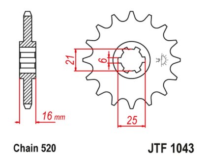 JT SPROCKETS Predná rozeta JTF1043 14 zubov Kymco 250 Venox '04-09'