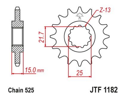 JT SPROCKETS Predná rozeta JTF1182 Triumph TT/Daytona/Speed Four 600 '00-05' Daytona 650 '05