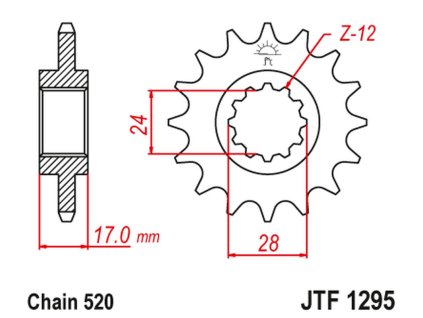 JT SPROCKETS Predná rozeta JTF1295 M 14 Honda CBR 600 F2/F3 '91-98', M 15 Honda CBR 600 F2/F3 '91-98'