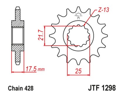 JT SPROCKETS Predná rozeta JTF1298 17 zubov Honda CBR 250 '90-00' VT/VTR 250 '89-90'