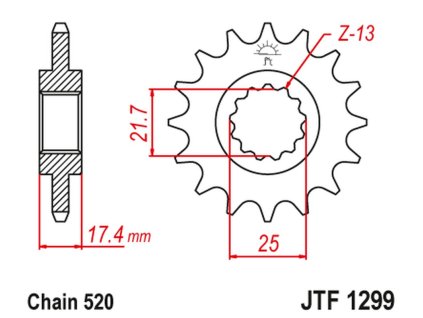 JT SPROCKETS Predná rozeta JTF1299 14 zubov