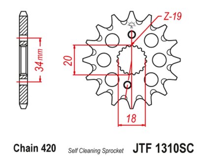 JT SPROCKETS Predná rozeta JTF1310 samočistiaca Honda CRF 150 '07-20'