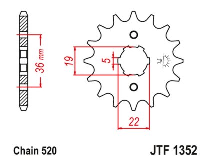 JT SPROCKETS Predná rozeta JTF1352 Honda TRX 250/300 '87-09', CR 250 '82-85', CR500 '84-85'