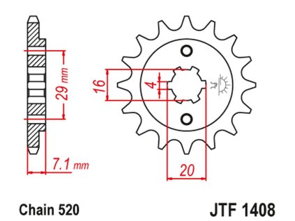 JT SPROCKETS Predná rozeta JTF1408 15 zubov Suzuki RV200 Van Van '15-19', TSR200 '90-92'