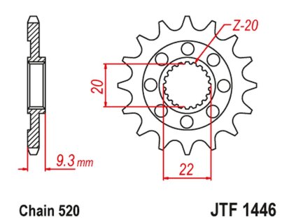 JT SPROCKETS Predná rozeta JTF1446 13 zubov Kawasaki KXF 250 '06-'17