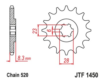JT SPROCKETS Predná rozeta JTF1450 Suzuki LT 500 '88-92', RM 465 '81-82', RM 500 '83-84'