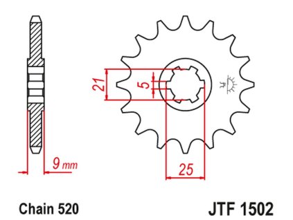 JT SPROCKETS Predná rozeta JTF1502 13 zubov Kawasaki Kxt 250 '87'