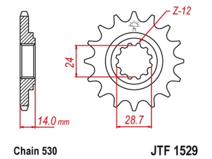 JT SPROCKETS Predná rozeta JTF1529 Kawasaki Zrx 1100/1200 '97-06