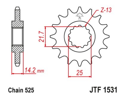 JT SPROCKETS Predná rozeta JTF1531 15 zubov Kawasaki Zr 750 '95-99'