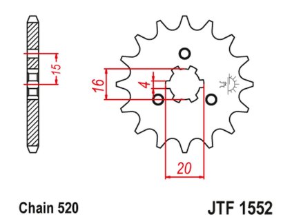 JT SPROCKETS Predná rozeta JTF1552 11 zubov Yamaha YTM 200 '83-85'