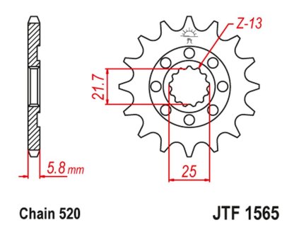 JT SPROCKETS Predná rozeta JTF1565 Kawasaki KXF 450 '06-20' KLX 450 '08-20'