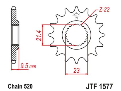JT SPROCKETS Predná rozeta JTF1577 15 zubov Yamaha XT 600 '99-03' TT 600 '04