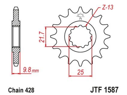JT SPROCKETS Predná rozeta JTF1587 Yamaha FZR 400 '88-95', SR 400 '88-17' SR 500 '91-00'