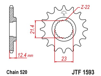JT SPROCKETS Predná rozeta JTF1593 14 zubov Yamaha YFM 250 Raptor '08-13'