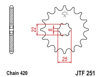 JT SPROCKETS Predná rozeta JTF251 16 zubov Honda NSR/MTX 50