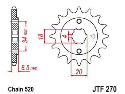 JT SPROCKETS Predná rozeta JTF270 Honda Ca 125 '95-01', CB/CBX/cm/Cmx 250 '83-16'