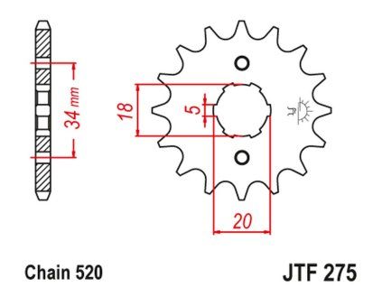 JT SPROCKETS Predná rozeta JTF275 15 zubov Honda CB 175 '74-76', XL 175 '77', CB 200 T '74-79'