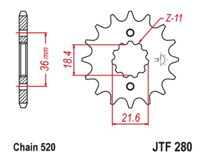JT SPROCKETS Predná rozeta JTF280 13 zubov Honda XL 250 S/M/N, Ax 1