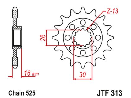JT SPROCKETS Predná rozeta JTF313 Honda VFR 750 R '88-92'